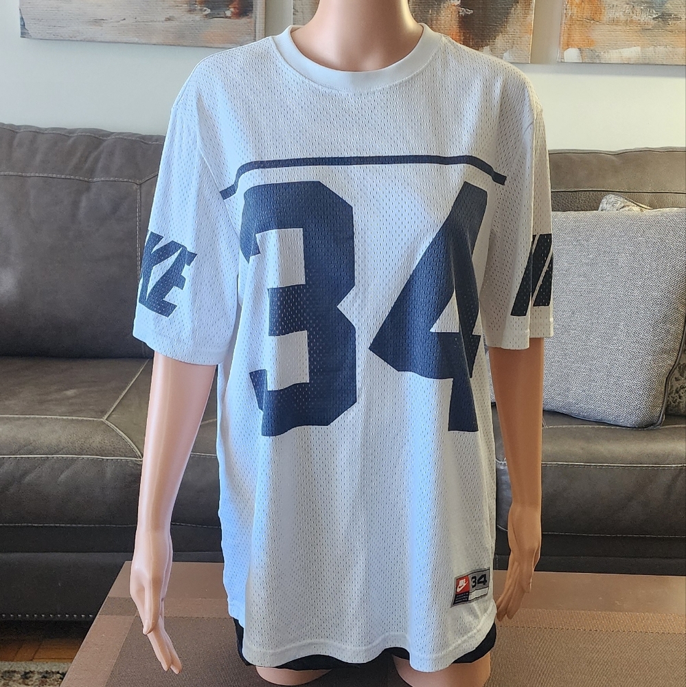 Nike White and Navy Blue Men's Jersey 34